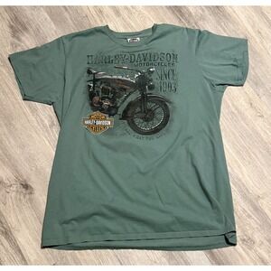 Harley Davidson‎ Motorcycles Graphic T Shirt Men XL Green Motorcycle Rock Roll